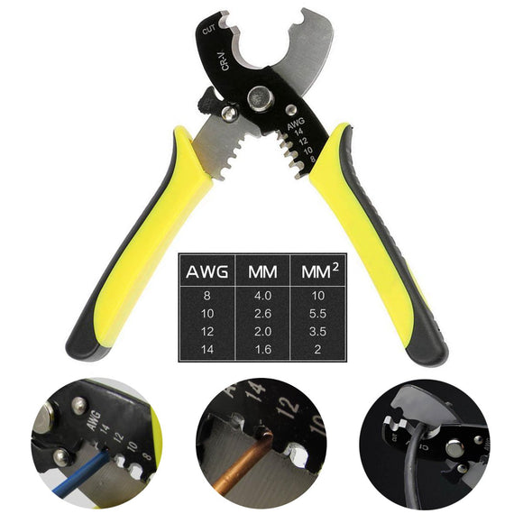 7inch Versatile Electric Cable Cutter Wire Stripping Plier Hand Tool 14/12/10/8AWG