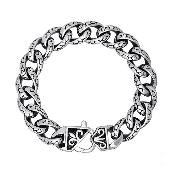 Men Retro 316L Stainless Steel Chain Punk Leopard Print Bracelet Jewelry