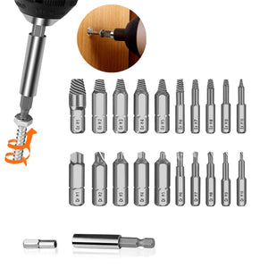 22PCS Damaged Screw Extractor Set for Broken Screw Bolt Extractor Screw Remover Tool