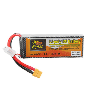 ZOP Power 7.4V 6500mAh 30C 2S XT60 Plug Lipo Battery For RC Quadcopter Airplane