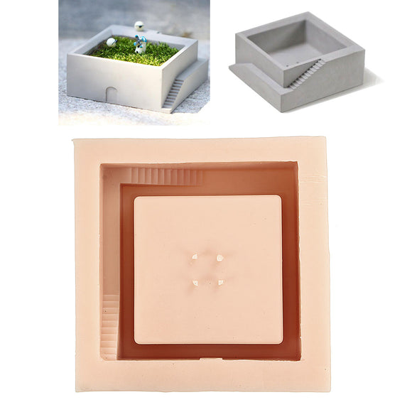 Silicone Concrete Mold Cement Cube DIY Flower Pot Molds Garden Planter Vase Mould