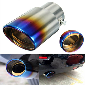 2.5 Grilled Blue Chrome Stainless Steel Exhaust Muffler Tip Pipe Universal"