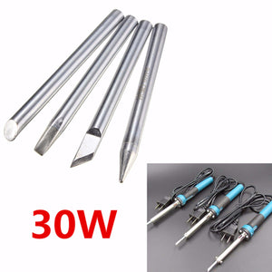 3.7mm Dia 30W Replaceable Internal Heating Electric Soldering Iron Bit Silverline Four Shape Tips