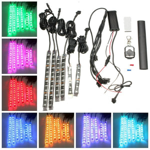 6pcs RGB LED Flexible Neon Strips Light For Motorcycle Auto ATV &Remote Controller