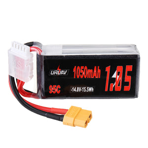 URUAV 14.8V 1050mAh 95C 4S Lipo Battery XT60 Plug for FPV Racing Drone