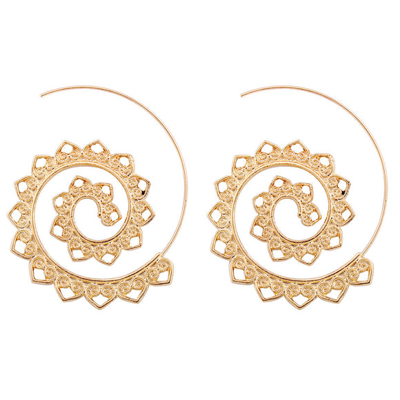 Trendy Big Circle Hoop Exaggerated Spiral Heart Drop Shape Earrings Gift for Women