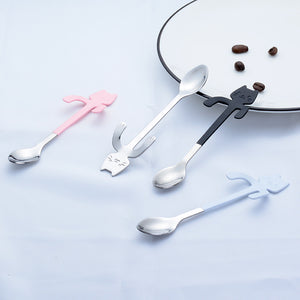 304 Stainless Steel Coffee Spoon Creative Kitty Hook Dirtproof Coffee Tea Spoon Scoop