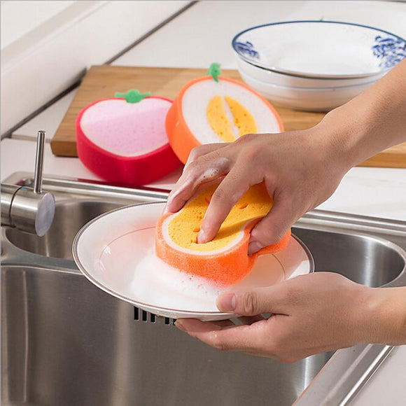 Fruit Shape Microfiber Sponge Cleaning Brushes Kitchen Cleaning Tools