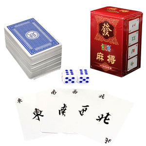 Portable Mah Jong 144 Paper MahJong Chinese Playing Cards Game Travel Set With Dice