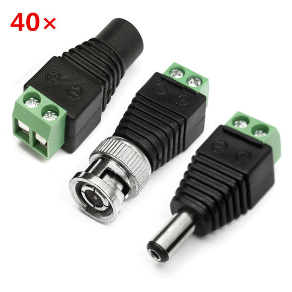 Excellway ST02 40Pcs BNC Terminal Connector DC 5.5x2.1mm Male/Female Connector