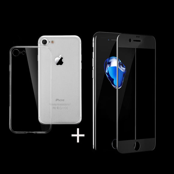 Bakeey 4D Curved Edge Tempered Glass Film With Transparent TPU Case for iPhone 8