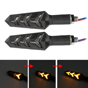 12V Amber Sequential Flowing LED Turn Signal Indicator Lights Motorsykkel Universal