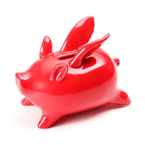 Xiaomi Red Ceramics Flying Pig High Temp Calcined Saving Pot Novelty Home Furnishing Articles