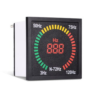 N-72HZ 3~120Hz 68mm Hole Size Digital Frequency Meter 73mm Square Panel LED Display Electrical Hertz Tester Indicator