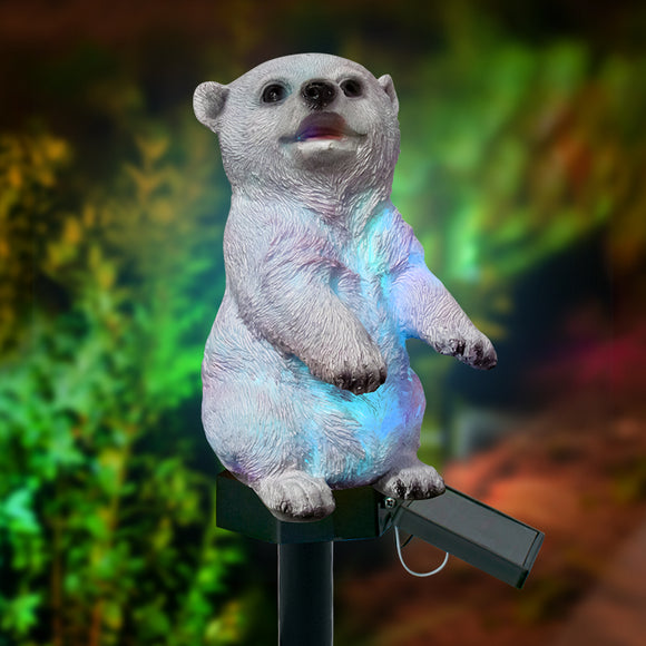 LED Solar Light Polar Bear Garden Light Lawn Light Outdoor Waterproof  Lamp RGB