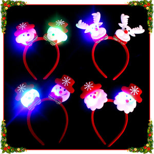 Flashing Double-heads Christmas Head Clasp Headbrand Christmas Hair Hoop Christmas Party Supplies