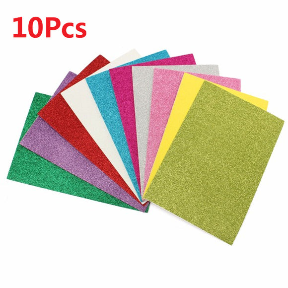 10Pcs 8x12 Inch Adhesive Glitter Paper Card Assorted Colors Scrapbooking Crafts