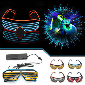 Sound Control Glasses Flash EL Wire Glasses Neon LED Light Up Shutter Glow Frame Glasses