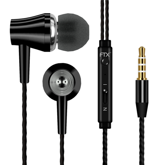 JTX F606 In-ear Metal Moving Coil Wired Control Earphone Headphone With Mic