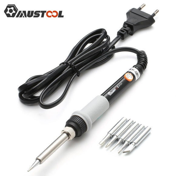 Mustool MT223 60W Adjustable Temperature Electric Soldering Iron with 5pcs Solder Tips