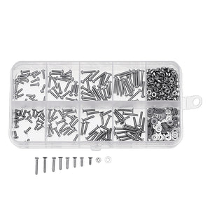 Suleve M2SH2 480Pcs M2 Hex Socket Button&Flat Head Screw 304 Stainless Steel Bolt Nut Assortment