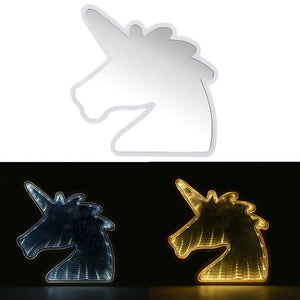 Creative Cute Unicorn Mirror Lamp LED Tunnel Night Light for Kid Atmosphere Light White/Warm White