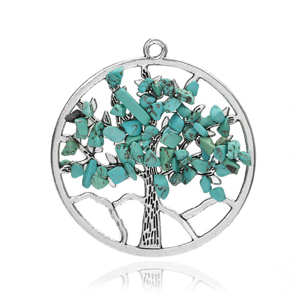 Trendy Zinc Alloy Colorful Tree of Life Vintage Pendant Necklace for Women