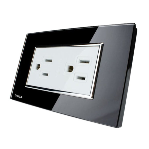 Livolo Black Crystal Glass Wall Power Socket VL-C3C2US-82 AC125-230V