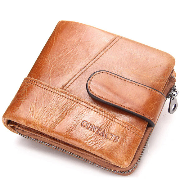 Men Brand Wallet Classical Leather Wallet Zipper Short Wallet with Coin Bag