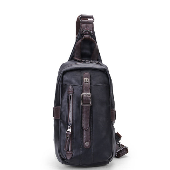 Men PU Black Business Casual Outdoor Shoulder Crossbody Bag