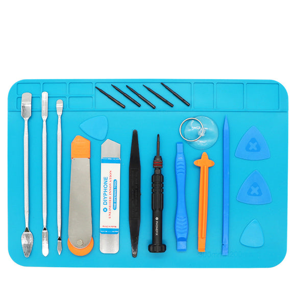 Mobile Phone Dismantling Tool 16 Pieces Set IPhhone Dismantling Battery Maintenance Screwdriver Combination Set Heat Insulation Pad