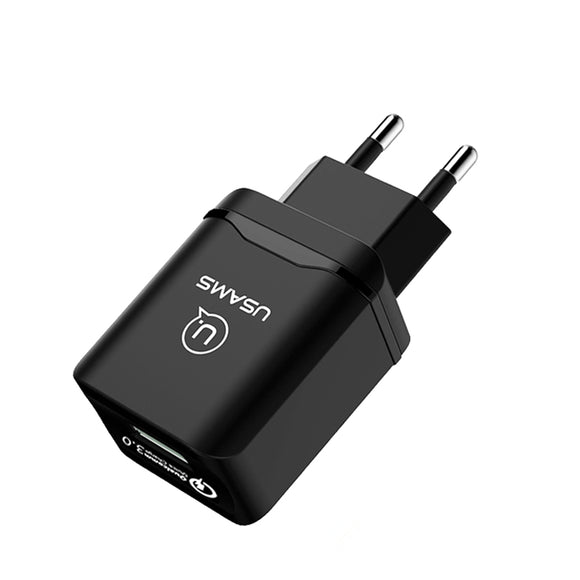 USAMS US-CC024 18W QC3.0 EU Plug Fast Travel Wall Charger For Samsung S8 Xiaomi 6 iphone