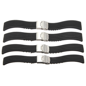 KALOAD 18/20/22/24mm Waterproof Black Strap Replacement Silicone Rubber Sports Watch Band