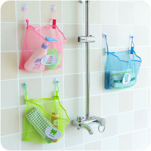 Honana BC-930 Polyester Transparent Cartoon Bathroom Sucker Hanging Storage Mesh Bag Toys Cosmetics