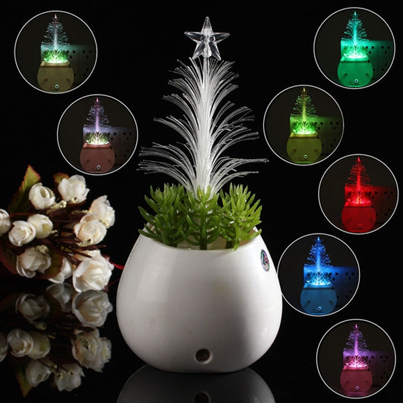 LED Sensor Night Light Christmas Tree Pot Culture 110V-240V Seven Colors Xmas