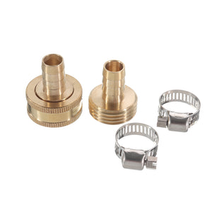 1/2 '' NPT Brass Male Female Connector Garden Hose Repair Quick Connect Water Pipe Fittings Car Wash Adapter w/ Adjustable Ear Hose Clamp Clip