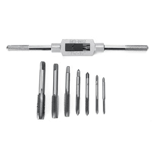 7pcs M3-M12 Screw Thread Tap With Adjustable Tap Wrench High Speed Steel Hand Tap Set