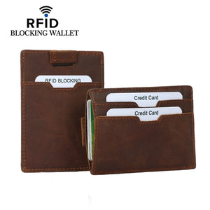 Vintage Genuine Leather RFID Antimagnetic Wallet Cold Holder