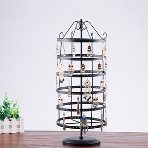 288 Holes 6-tiers Rotating Iron Jewelry Rack Earrings Rings Display Stand Holder Tools Kit