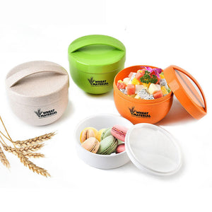 KCASA KC-BCH18 800mL Round Wheat Fiber Lunch Box Portable Eco Friendly Healthy Food Container Tote