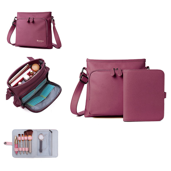 Brenice Women Solid Multifunctional Muti Card Slots 2 Pieces Crossbody Bag Shoulder Bag