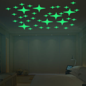 Honana DX-168 22PCS Fluorescent Glow Blinking Stars Wall Sticker Home Bedroom Decor