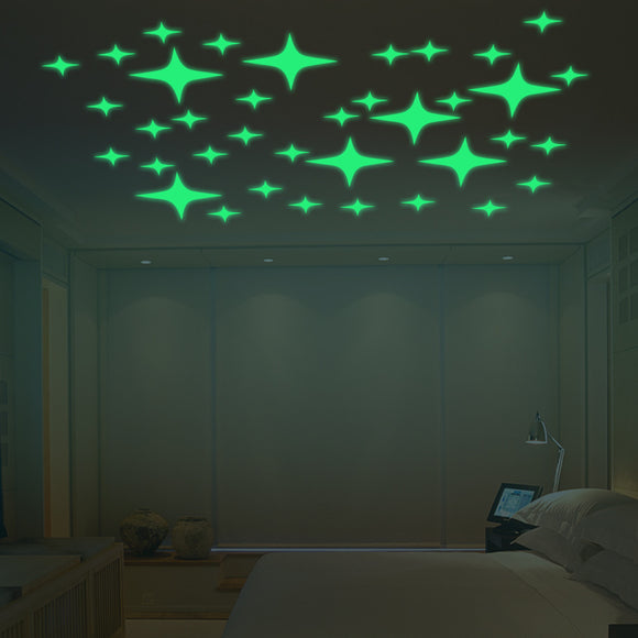 Honana DX-168 22PCS Fluorescent Glow Blinking Stars Wall Sticker Home Bedroom Decor