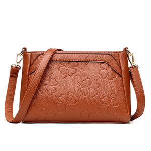 Women Casual PU Leather Solid Crossbody Bags Embossed Floral Shoulder Bags