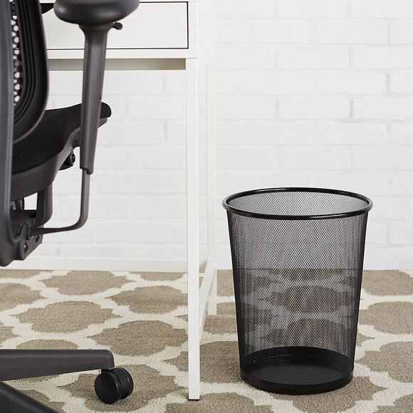 Round Trash Can Recycling Bin Tools Supplies Durable Bathroom Mesh Wastebasket