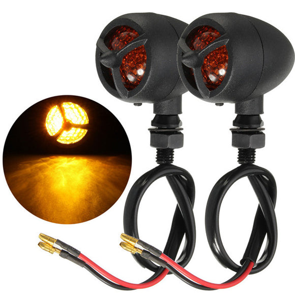 12V Motorcycle LED Turn Signals Blinker Indicator Yellow Propeller Style For Harley Blinker