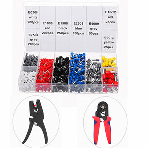 Excellway 1200Pcs Insulated Non-insulated Wire Connector Terminal Kit With Crimper Pliers