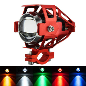 12V-80V U5 LED Motorcycle Headlight Driving Fog Lamp Spot Light Red Frame