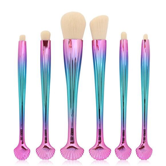 6pcs Shell Makeup Brushes Set Blend Blusher Face Foundation Power Contour Eye Shadow Kit