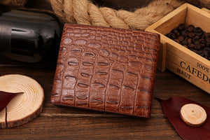 Men Faux Leather Crocodile Grain Wallet Card Holder